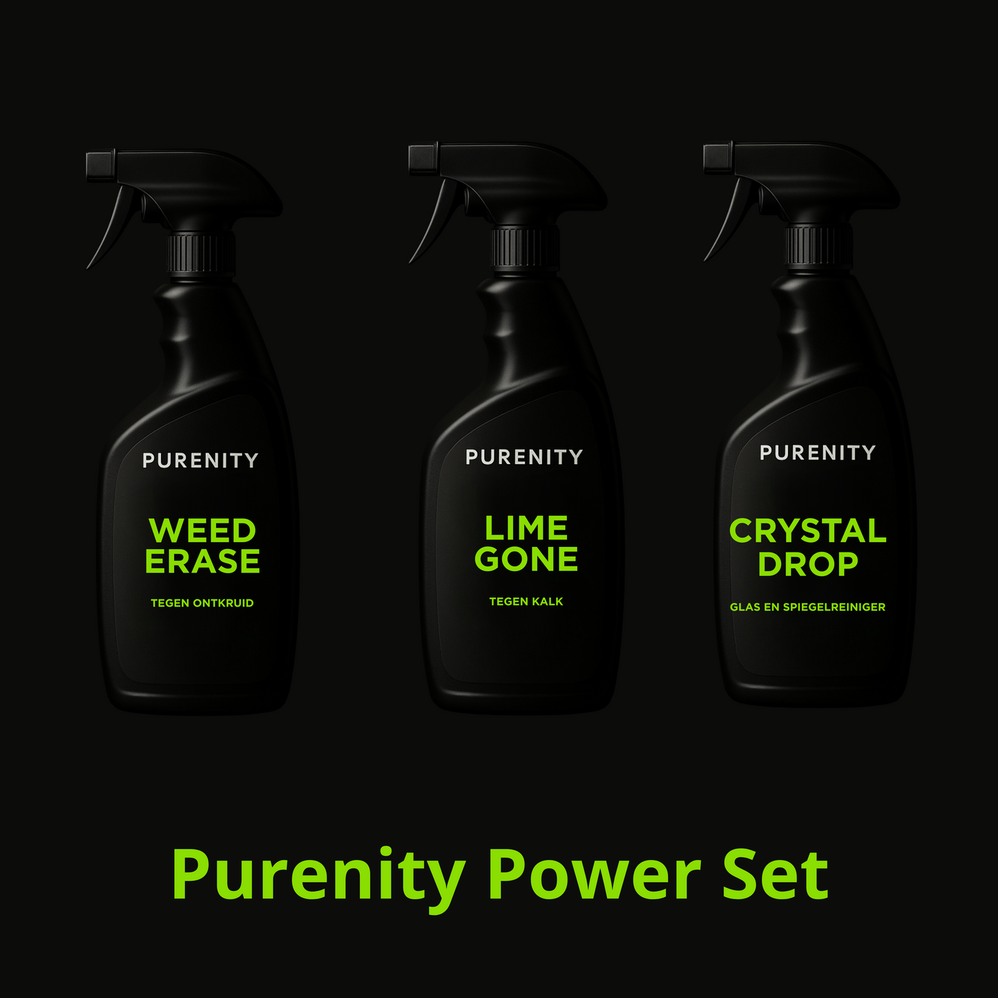 Purenity Power Set | 3× Natuurlijk Krachtige Reinigers + 3× Microvezeldoeken